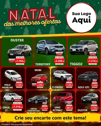 Modelo de Rede Social para Feed Instagram com o tema Natal das Melhores Ofertas para Concessionaria de Carros