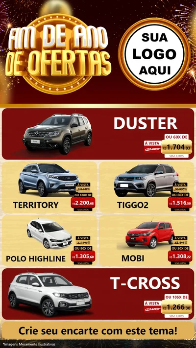 Modelo de TV para TV Vertical com o tema Fim de Ano de Ofertas para Concessionaria de Carros