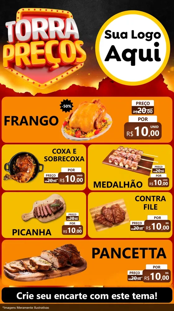 Modelo de TV para TV Vertical com o tema Torra Preços para Assados