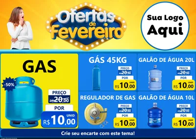 Modelo de Encarte para Encarte A4 Horizontal com o tema Ofertas de Fevereiro para Água e gás