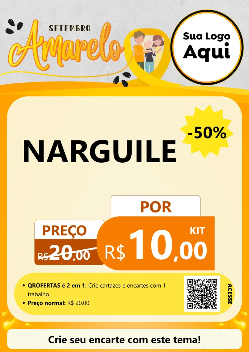 Modelo de Cartaz para Cartaz A4 Vertical com o tema Setembro Amarelo para Tabacaria