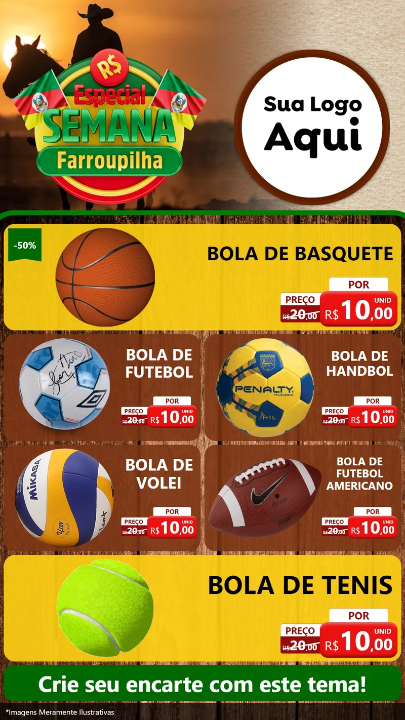 Modelo de TV para TV Vertical com o tema Especial Semana Farroupilha para Artigos Esportivos