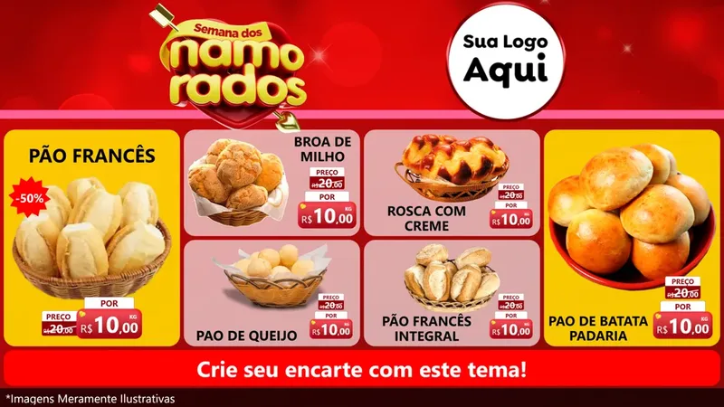 Modelo de TV para TV Horizontal com o tema Semana dos namorados para Padaria