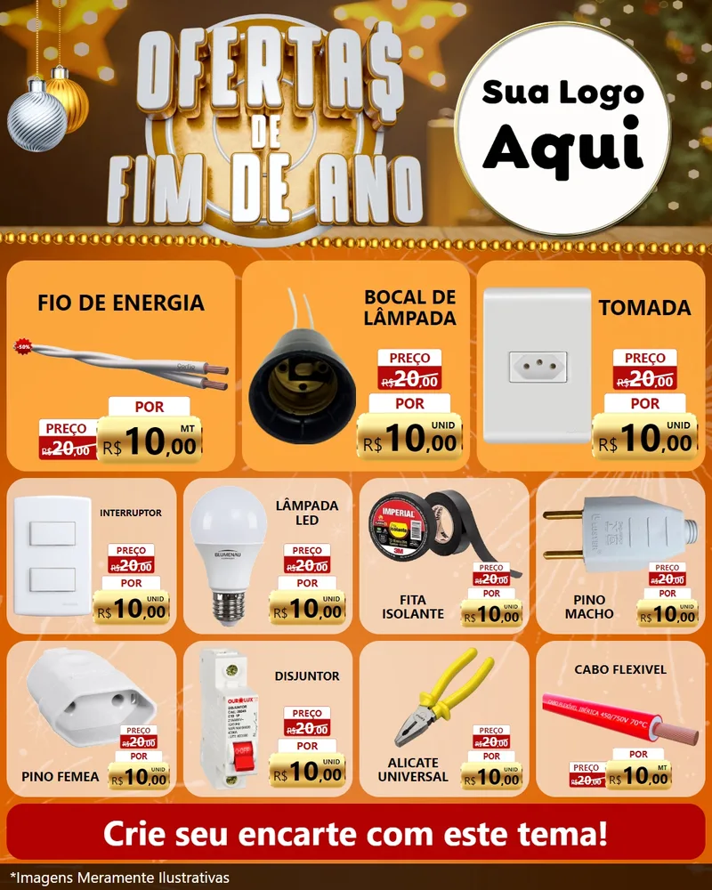 Modelo de Rede Social para Feed Instagram com o tema Ofertas de Fim de Ano para Materiais Elétricos