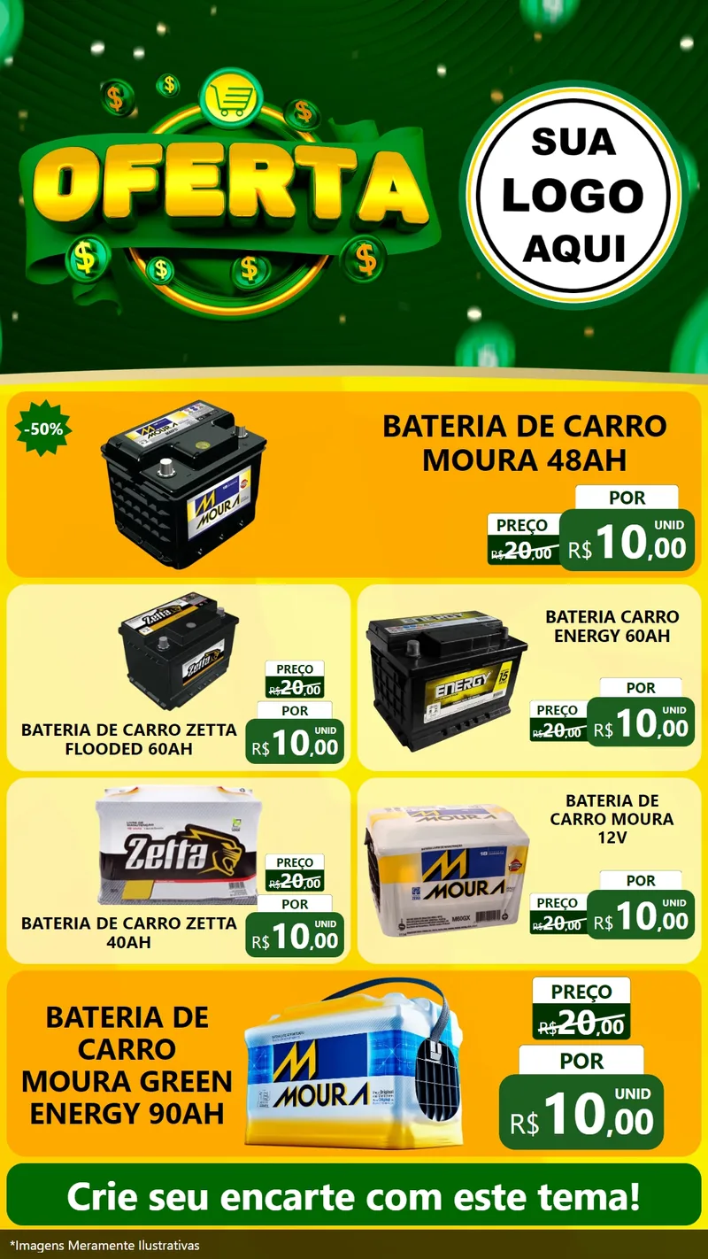 Modelo de TV para TV Vertical com o tema Oferta para Baterias Elétricas