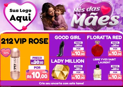 Modelo de Encarte para Encarte A4 Horizontal com o tema Mês das Mães para Perfumes