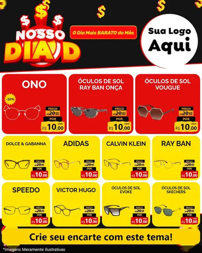 Modelo de Rede Social para Feed Instagram com o tema Nosso Dia D para Óticas