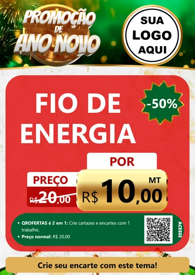 Modelo de Cartaz para Cartaz A4 Vertical com o tema Promoção de Ano Novo para Materiais Elétricos