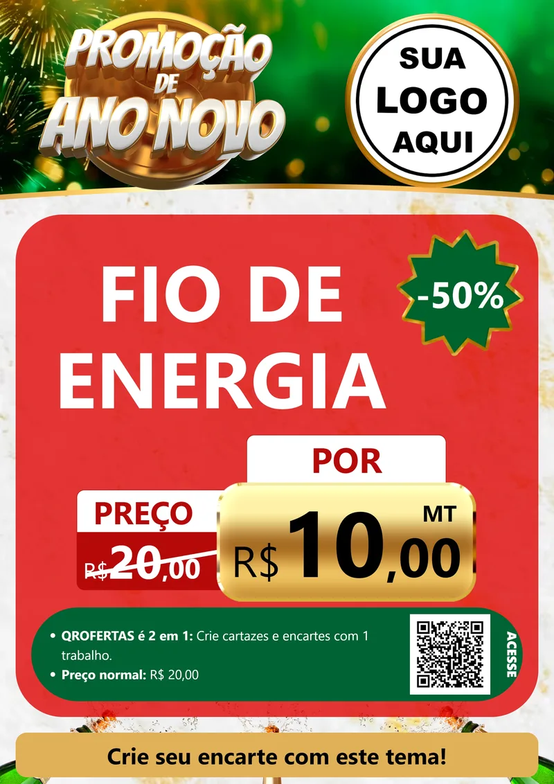 Modelo de Cartaz para Cartaz A4 Vertical com o tema Promoção de Ano Novo para Materiais Elétricos