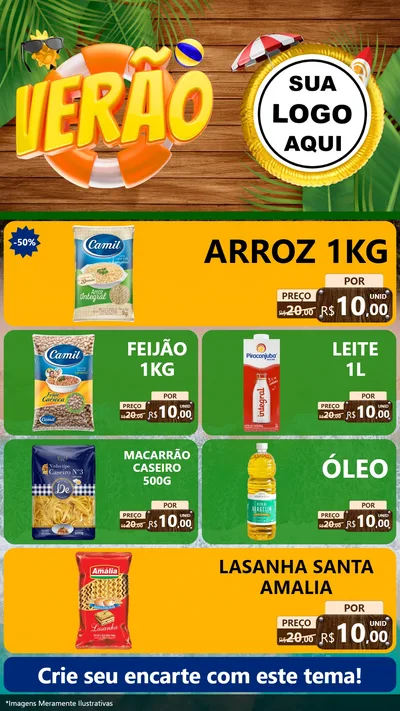 Modelo de TV para TV Vertical com o tema Verão para Supermercado