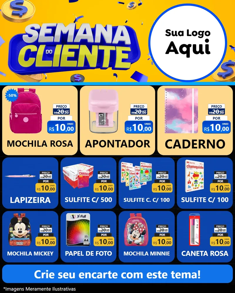 Modelo de Rede Social para Feed Instagram com o tema Semana do Cliente para Papelaria