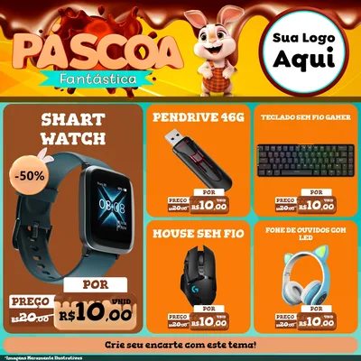 Modelo de Rede Social para Feed Facebook com o tema Páscoa Fantástica para Informática