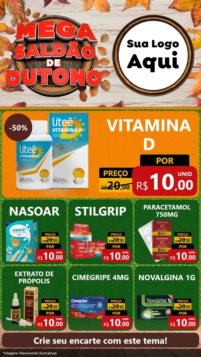 Modelo de Rede Social para Stories com o tema Mega Saldão de Outono para Farmácia