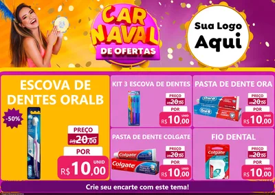 Modelo de Encarte para Encarte A4 Horizontal com o tema Carnaval de Ofertas para Higiene Pessoal