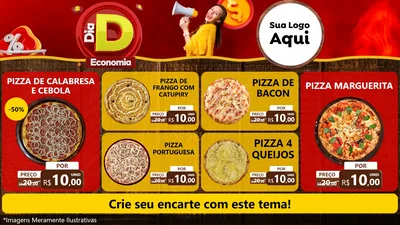 Modelo de TV para TV Horizontal com o tema Dia D Economia para Pizzaria