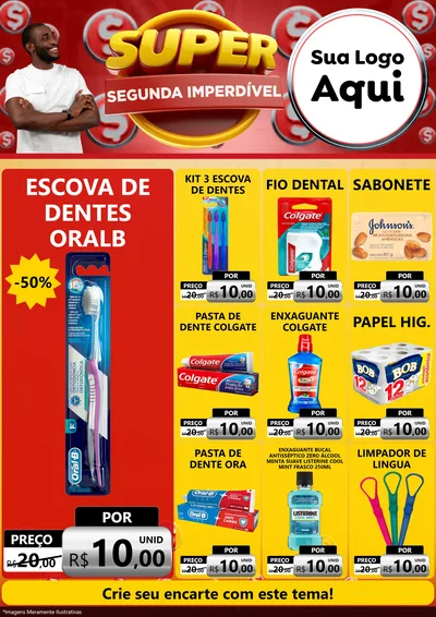 Modelo de Encarte para Encarte A4 Vertical com o tema Super Segunda Imperdível para Higiene Pessoal