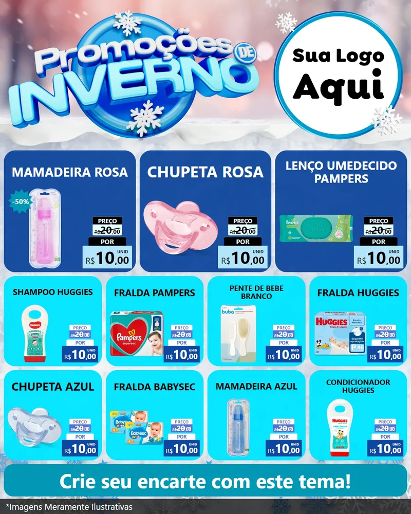 Modelo de Rede Social para Feed Instagram com o tema Promoções de Inverno para Bebês
