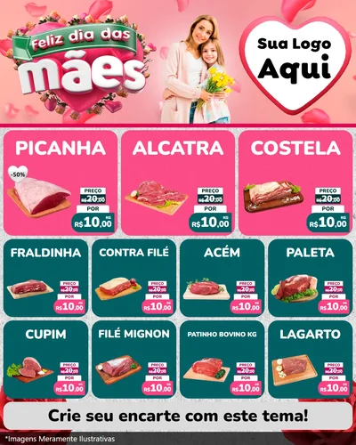 Modelo de Rede Social para Feed Instagram com o tema Feliz Dia das Mães para Açougue