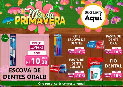 Modelo de Encarte para Encarte A4 Horizontal com o tema Mês da Primavera para Higiene Pessoal
