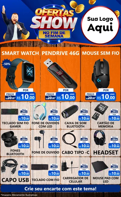 Modelo de Encarte para Encarte Grande com o tema Ofertas Show No Fim De Semana para Informática
