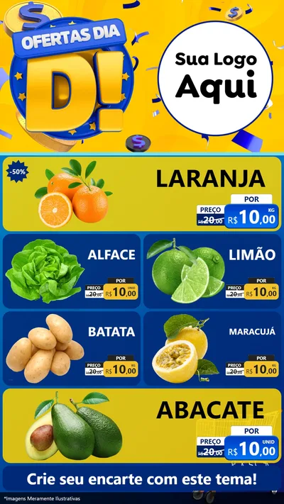 Modelo de TV para TV Vertical com o tema Ofertas Dia D para Hortifrúti