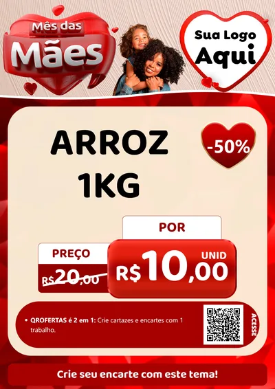 Modelo de Cartaz para Cartaz A4 Vertical com o tema Mês das Mães para Supermercado