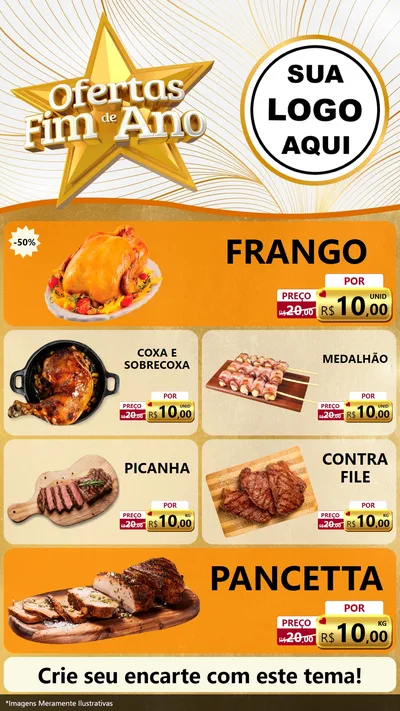 Modelo de TV para TV Vertical com o tema Ofertas Fim de Ano para Assados