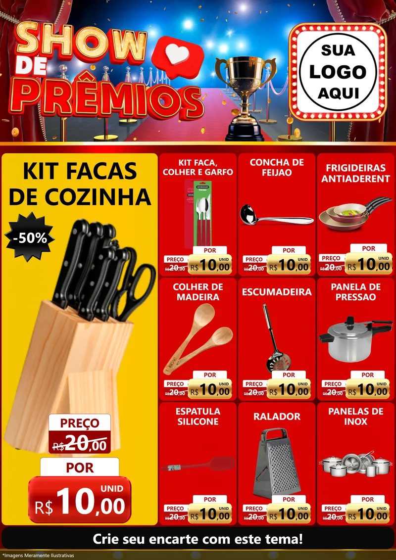 Modelo de Encarte para Encarte A4 Vertical com o tema Show de Prêmios para Utilidades Domésticas