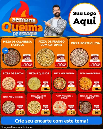 Modelo de Rede Social para Feed Instagram com o tema Semana Queima de Estoque para Pizzaria
