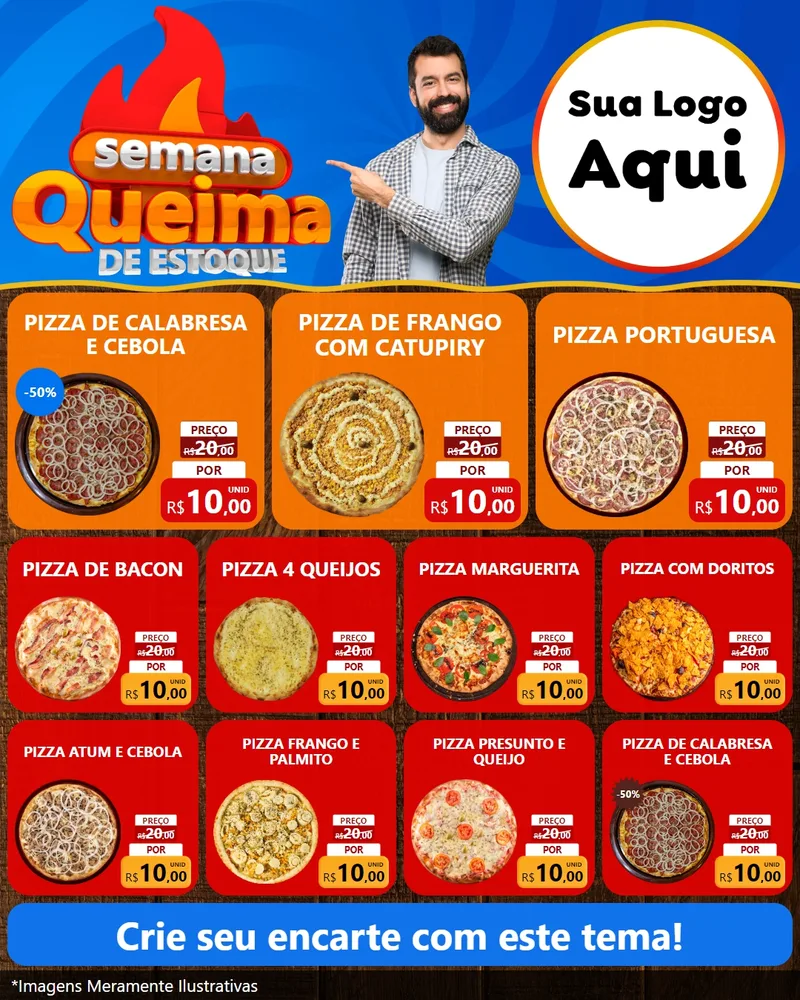 Modelo de Rede Social para Feed Instagram com o tema Semana Queima de Estoque para Pizzaria