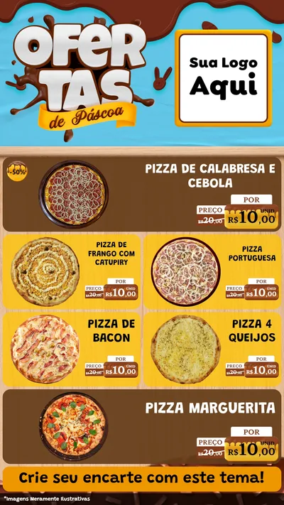 Modelo de TV para TV Vertical com o tema Ofertas de Páscoa para Pizzaria