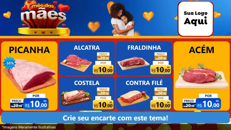 Modelo de TV para TV Horizontal com o tema Mês das Mães para Açougue