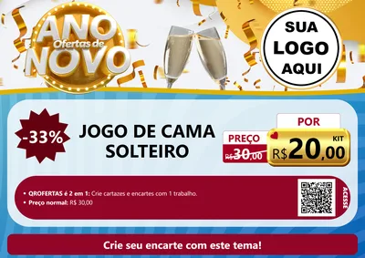 Modelo de Cartaz para Cartaz A4 Horizontal com o tema Ofertas de Ano Novo para Cama, Mesa e Banho