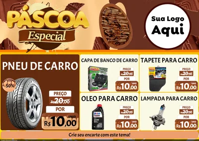 Modelo de Encarte para Encarte A4 Horizontal com o tema Páscoa Especial para Auto peças