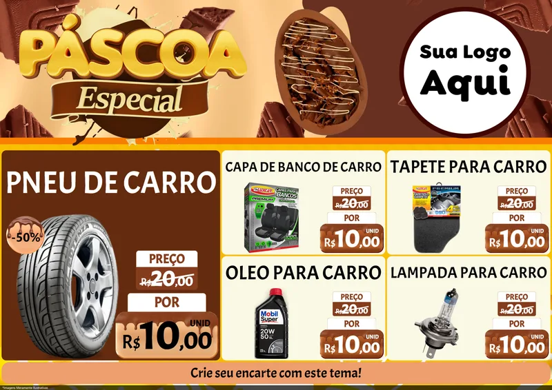 Modelo de Encarte para Encarte A4 Horizontal com o tema Páscoa Especial para Auto peças