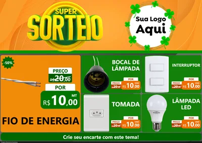 Modelo de Encarte para Encarte A4 Horizontal com o tema Super Sorteio para Materiais Elétricos