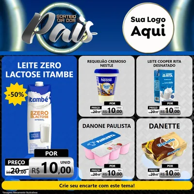 Modelo de Rede Social para Feed Facebook com o tema Sorteio Dia Dos Pais para Frios e Laticínios