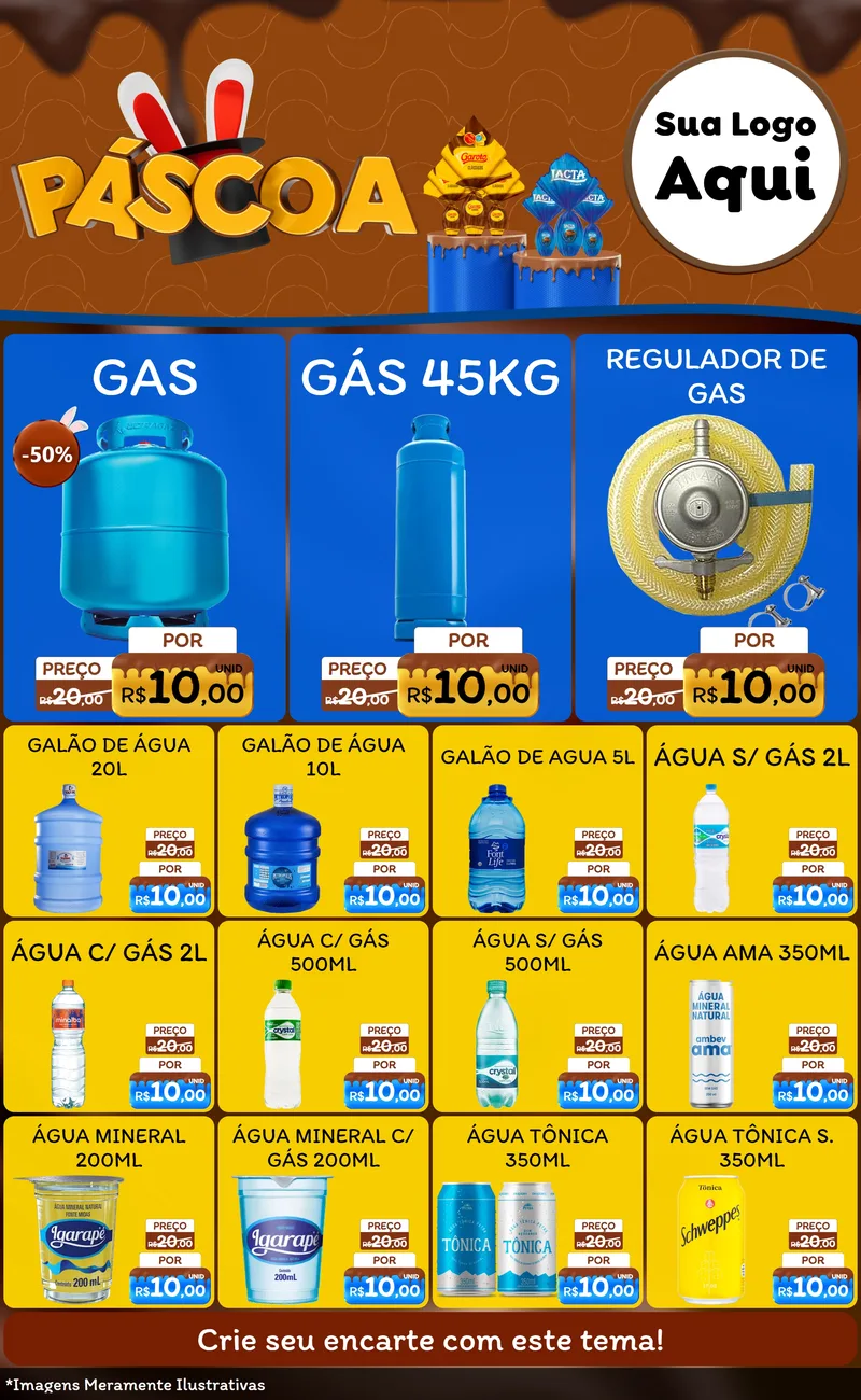 Modelo de Encarte para Encarte Grande com o tema Páscoa para Água e gás