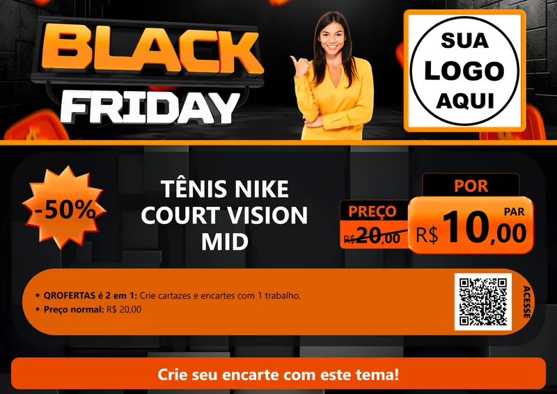 Modelo de Cartaz para Cartaz A4 Horizontal com o tema Black Friday para Calçados