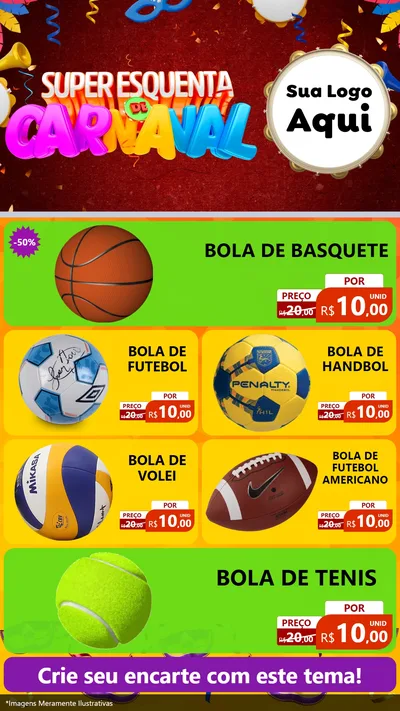 Modelo de TV para TV Vertical com o tema Super Esquenta de Carnaval para Artigos Esportivos