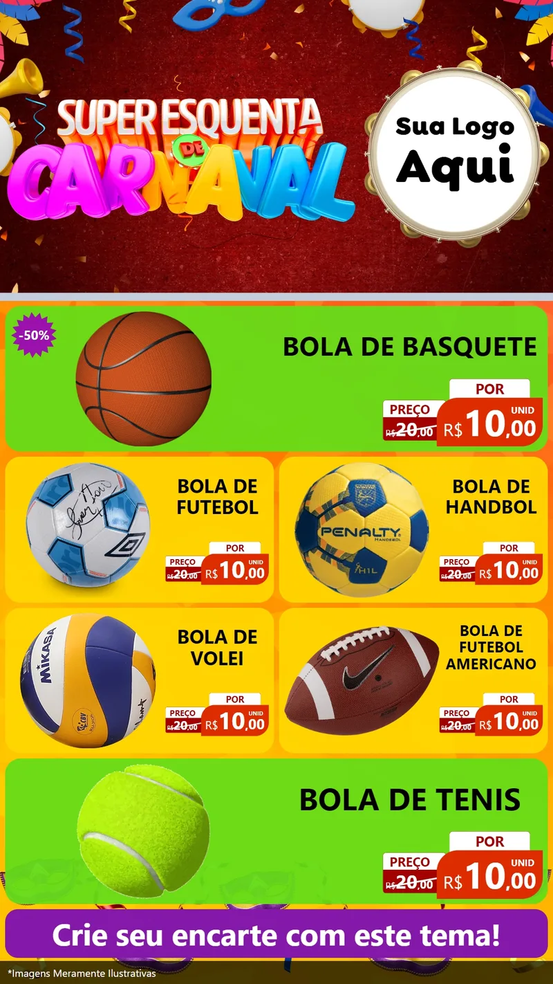 Modelo de TV para TV Vertical com o tema Super Esquenta de Carnaval para Artigos Esportivos