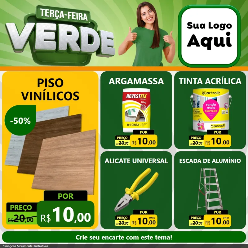 Modelo de Rede Social para Feed Facebook com o tema Terça - Feira Verde para Material para Construção