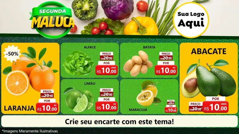 Modelo de TV para TV Horizontal com o tema Segunda Maluca - Hortifrúti para Hortifrúti