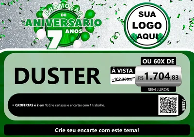 Modelo de Cartaz para Cartaz A4 Horizontal com o tema Promoção de Aniversário - 7 Anos para Concessionaria de Carros