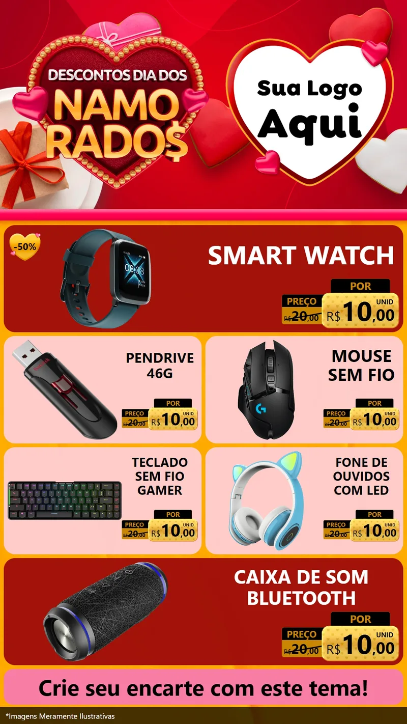 Modelo de TV para TV Vertical com o tema Descontos Dia dos Namorados para Informática
