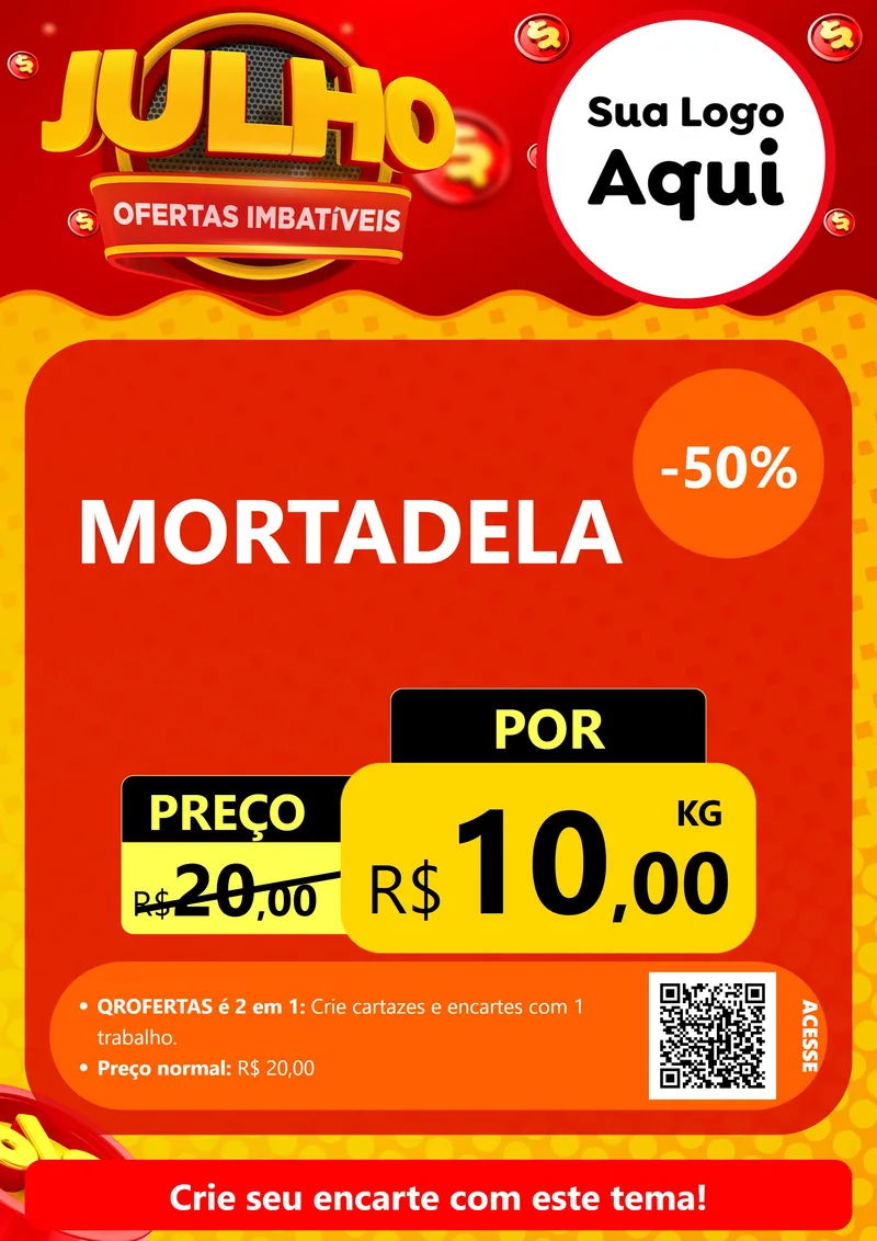 Modelo de Cartaz para Cartaz A4 Vertical com o tema Julho Ofertas Imbatíveis para Frios e Laticínios