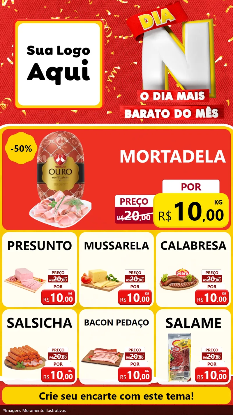 Modelo de Rede Social para Stories com o tema Dia N o Dia Mais Barato do Mês para Frios e Laticínios