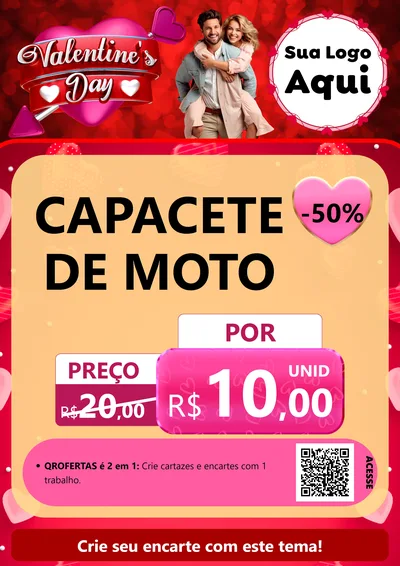 Modelo de Cartaz para Cartaz A4 Vertical com o tema Valentine's Day para Moto peças