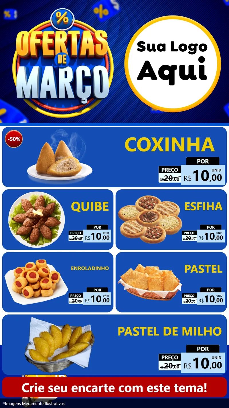 Modelo de TV para TV Vertical com o tema Ofertas de Março para Salgadaria