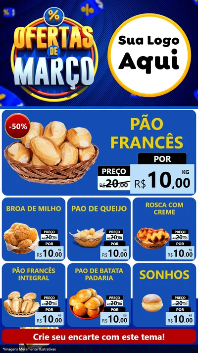 Modelo de Rede Social para Stories com o tema Ofertas de Março para Padaria